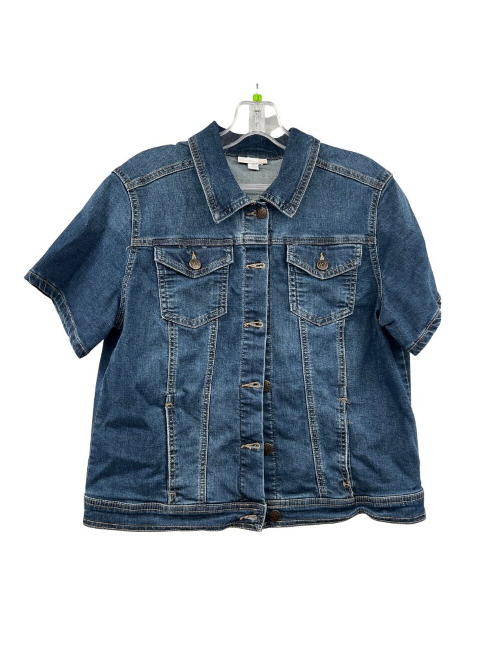 Westport 1962 Womens Short Sleeve Jean Jacket Blue Button Up Pockets Medium